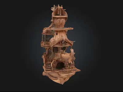 Nautical Fantasy Dwelling Whimsical Home by the Sea 3D model