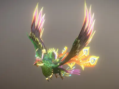The phoenix bird Low-poly 3D model