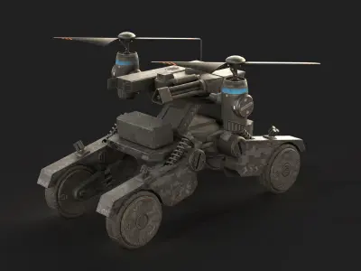 Tactical Wheeled UAV with Dual Propeller Lift System Low-poly 3D model