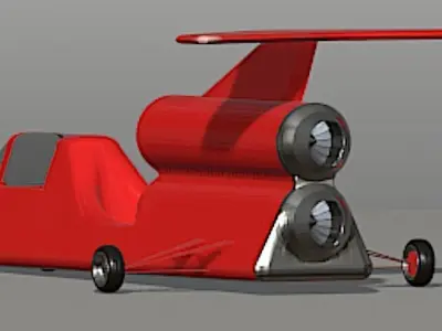Twin Engine Jet Car - High Poly 3D Model Free 3D model