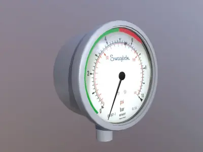 Pressure Gauge Meter Low-poly 3D model
