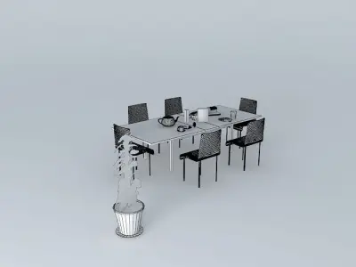 Dining table with breakfast Free 3D model