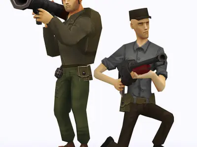 Brutal army squad pack Low-poly 3D model