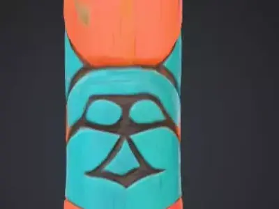 Vibrant Carved Festival Totem Low-poly 3D model
