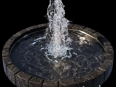 3 large water Fountains 3D model
