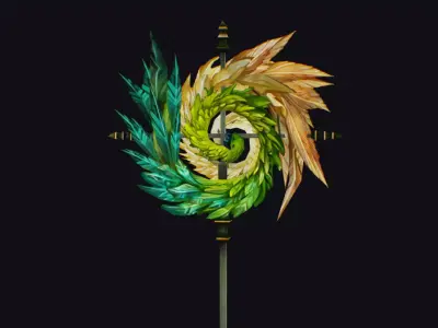 Magical Staff Parrot Phoenix Bird Wizard Wand Stick Item Scepter Low-poly 3D model