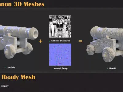 33 Cannon 3D Meshes 3D model