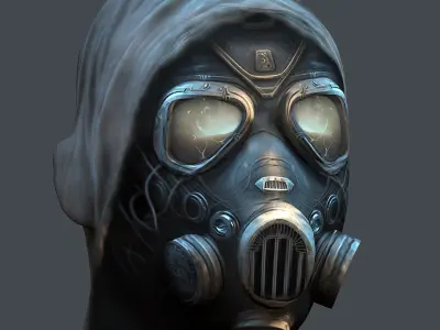 Gas mask helmet 3d model military combat fantasy cyborg Low-poly 3D model