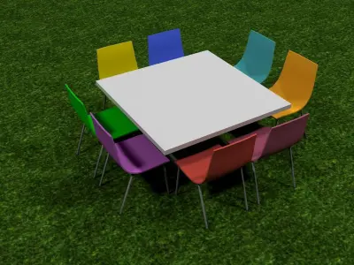 Plastic Table and Chairs Free low-poly 3D model