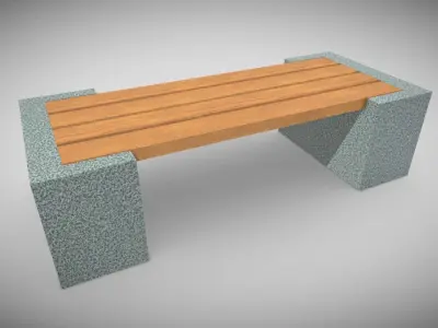 Marble Bench  Low-poly 3D model