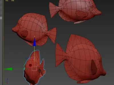 Fish Yellow tang Low-poly 3D model