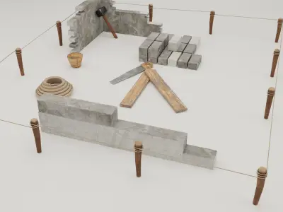 Building Foundation 3  Low-poly 3D model