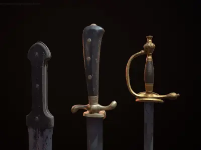 Realistic Historic Dagger and Swords Package Set Low-poly 3D model