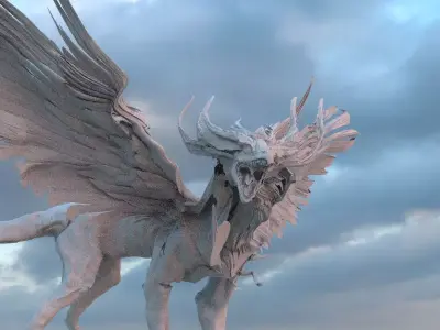 Dragon monster feathered Rough 3D model