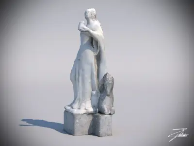 Statue 2 of virgin mary Low-poly 3D model