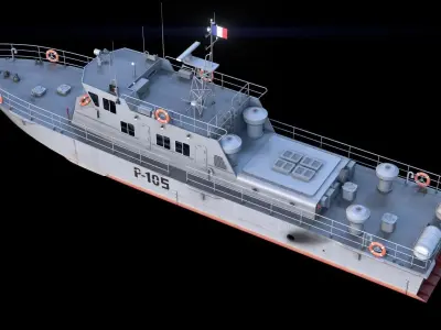 Predator Class Patrol Boat Game Ready Rigged LOD  Low-poly 3D model