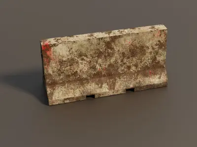 Concrete barrier Low-poly 3D model