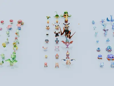 Monsters Mega Pack 66 Monsters Low-poly 3D model