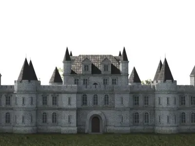 Low Poly Chateau-Castle - Inspired by Chateau de Chenonceau- PBR Low-poly 3D model