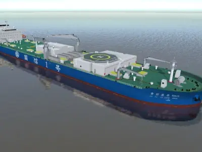 Farm-raised fish aquaculture vessel Guoxin-1 low-poly 3d model Low-poly 3D model