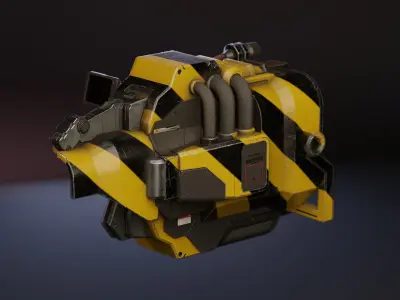 Real Big Gun Low-poly 3D model