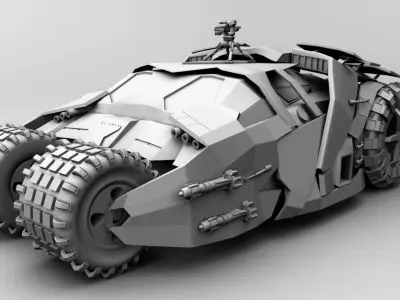Detailed Batmobile From Batman Begins Low-poly 3D model