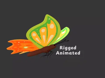 Butterfly Wing Flapping 5 Animated Low-poly 3D model