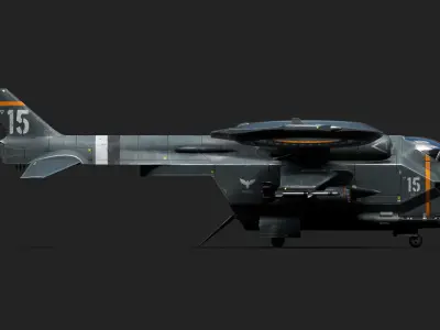 Helicopter Jet Airplane Spaceship Si-Fi Vehicle Space Fighter Low-poly 3D model