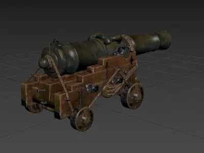 Navy cannon for ships 3D model