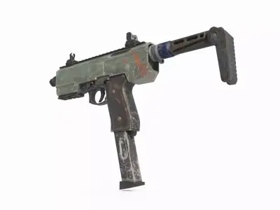 Future sci-fi wasteland style submachine gun 3D model