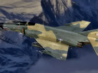 F4 Phantom 2 -Forest Texture-Fully Rigged-Changeble Decal -Texts Low-poly 3D model