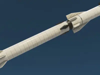 Starship Super Heavy and Tower Low-poly 3D model