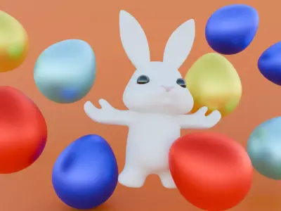 Standing rabbit character 3D model