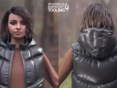 Woman in Autumn Outfit 7 Modular Rigged Free low-poly 3D model