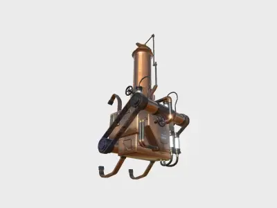 Steampunk Backpack 02 Cooper - Character Design Fashion Low-poly 3D model