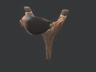 Slingshot wooden stick with moon Low-poly 3D model