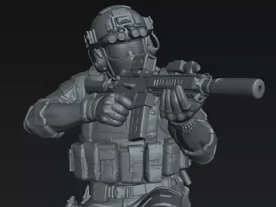 Night Strike Operator STL Modern Tactical Combat Statue Model 3D print model