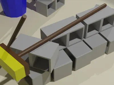 Low Poly Industrial Tools Set Low-poly 3D model