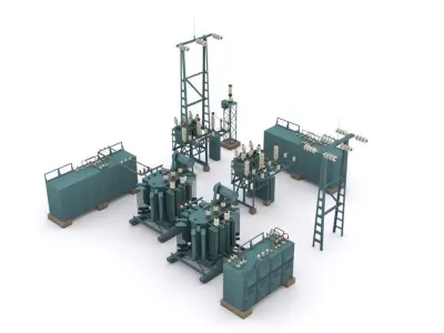 electric station details Low-poly 3D model