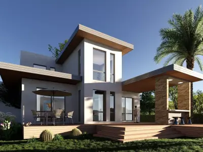 villa realistic house Low-poly 3D model