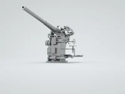 75mm 55 Bofors 1929 Anti-Aircraft and General Purpose Artillery 3D model
