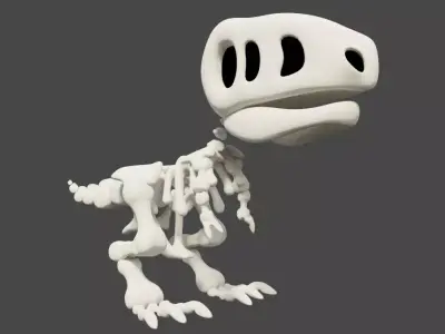 Cartoon T-Rex Skeleton Not-Rigged 3D model