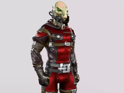 Sci-Fi Alien Character Game ready Low-poly 3D model