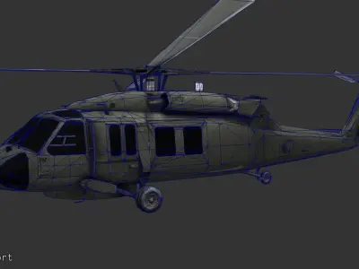 SH60 Helicopter Low-poly 3D model