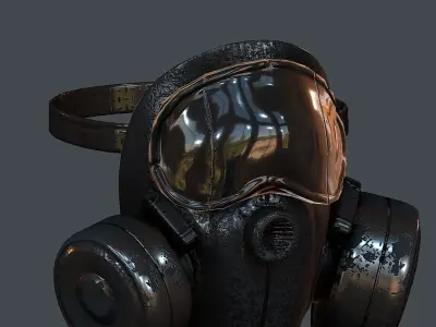 Gas mask helmet 3d model scifi Low-poly Low-poly 3D model Low-poly 3D model 93
