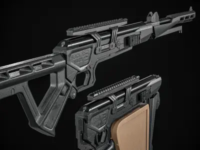 Black Bunker BM8 Folding Gas-Ram Break Barrel Survival Rifle Low-poly 3D model