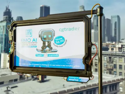 Big Digital Steel Billboards Low-poly 3D model 3D model