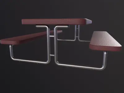 School Picnic Table 3D Model Low-poly 3D model