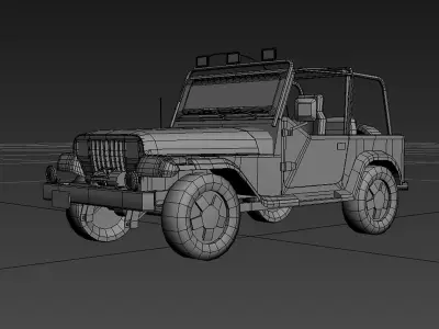 Lowpoly Jeep with interior 2 Low-poly 3D model