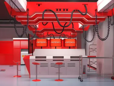 Formula 1 Garage Rigged 3D model